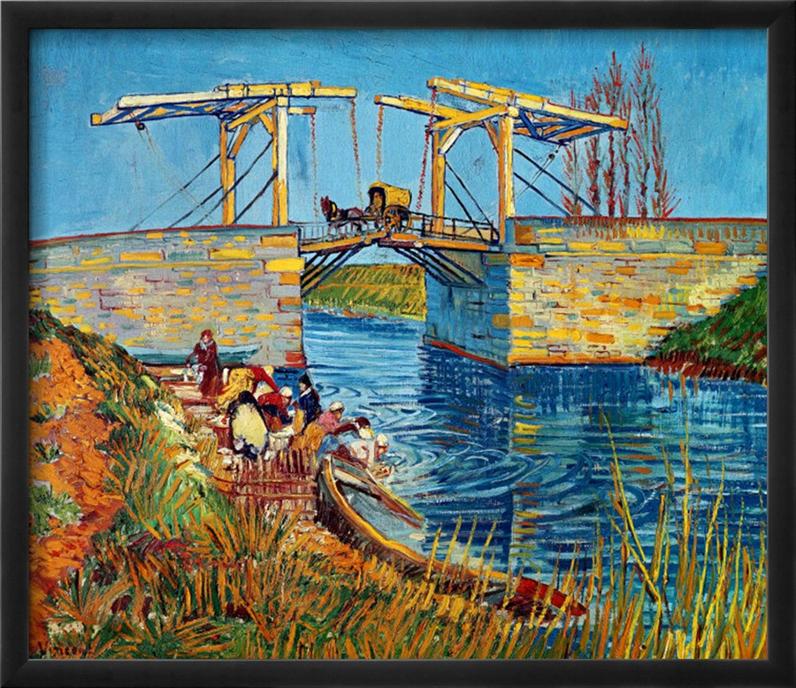 The Drawbridge at Arles with a Group of Washerwomen - Vincent Van Gogh Paintings